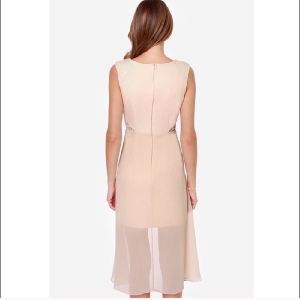 Lulu’s Minuet Nude Lace Detail High Low Dress